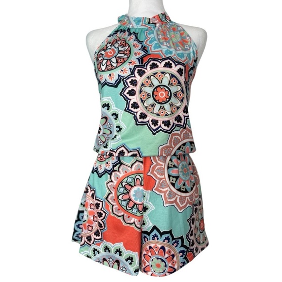Spadehill Women Halter Top Sleeveless Romper Boho Paisley Vacation Size Sm/Md - Picture 1 of 14